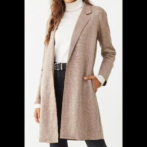 Forever 21 Faux Suede Glen Plaid Jacket Medium Tan